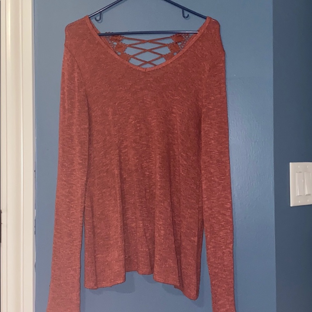 Dusty pink lace back sweater
